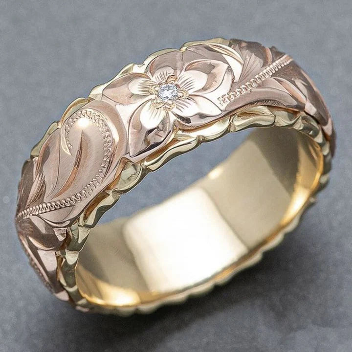 Lynor™ | Vintage Gold Ring with Rose Blossom Design – Romantic Elegance