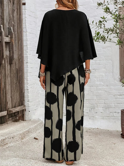 Lynor™ | Women’s Asymmetric Top and Printed Pant Set