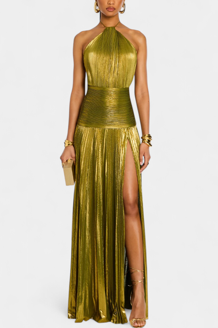 Lynor™ | Metallic Dress – Open Back