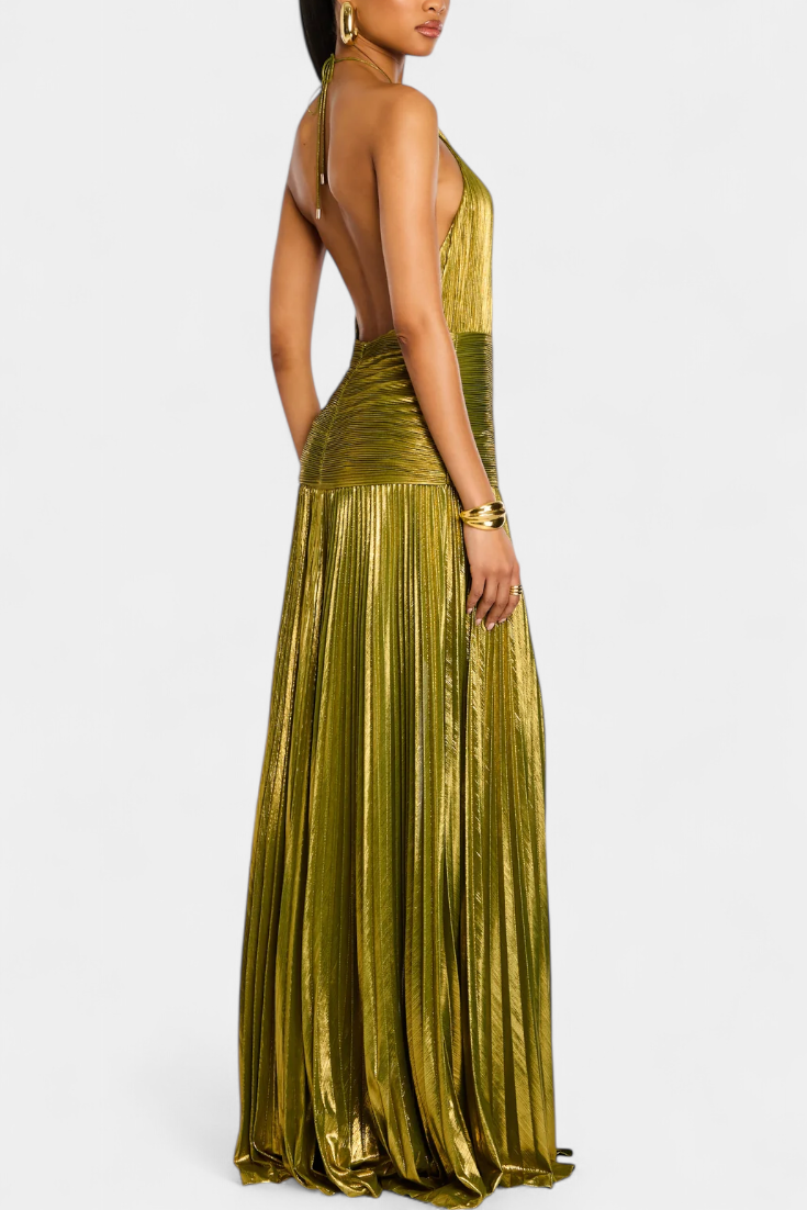 Lynor™ | Metallic Dress – Open Back