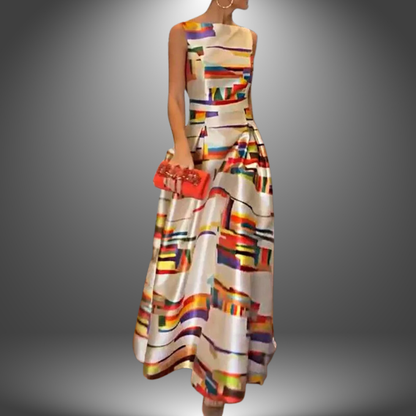 Lynor™ | Geometric Print Maxi Dress for Bold Summer Elegance