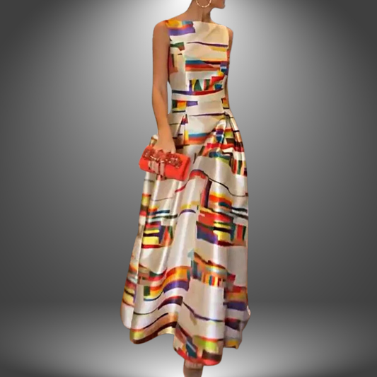 Lynor™ | Geometric Print Maxi Dress for Bold Summer Elegance