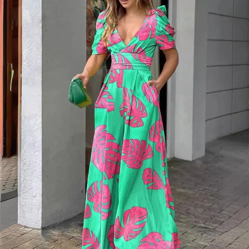 Lynor™ | Elegant V-Neck Wide-Leg Jumpsuit for Effortless Chic