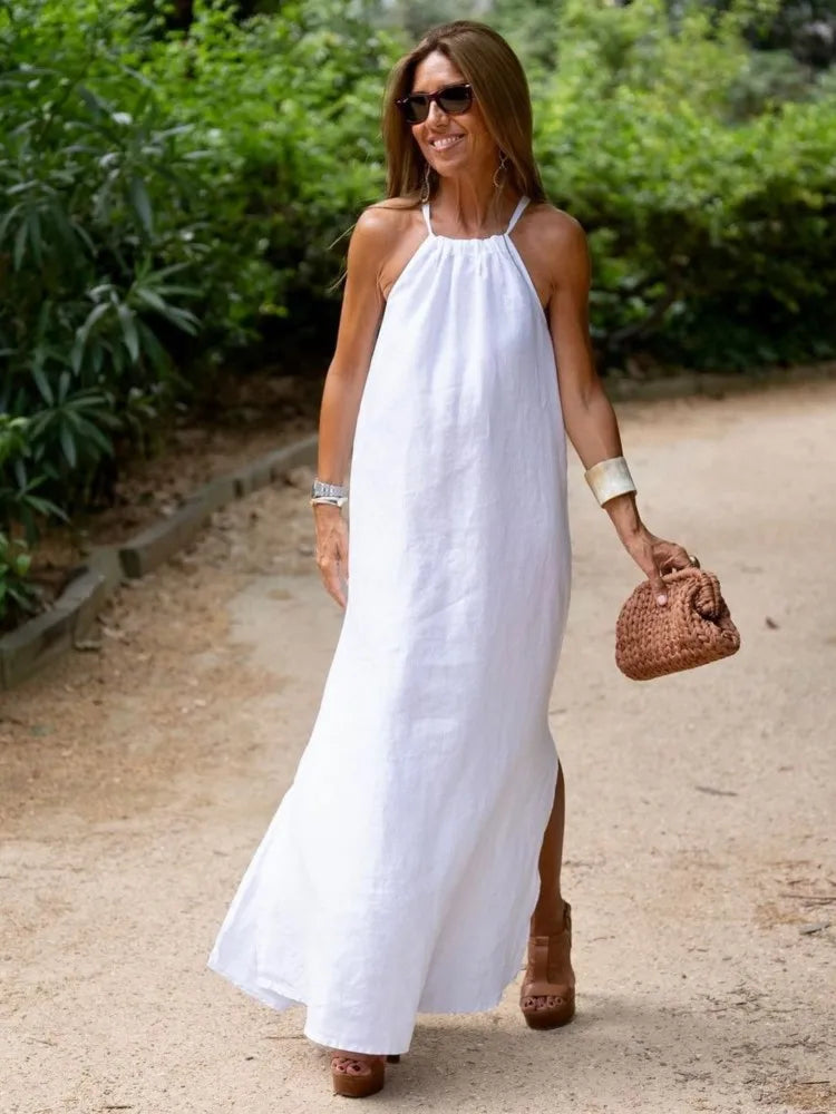 Lynor™ | Flowing Halter Maxi Dress