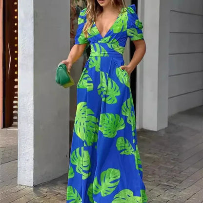 Lynor™ | Elegant V-Neck Wide-Leg Jumpsuit for Effortless Chic