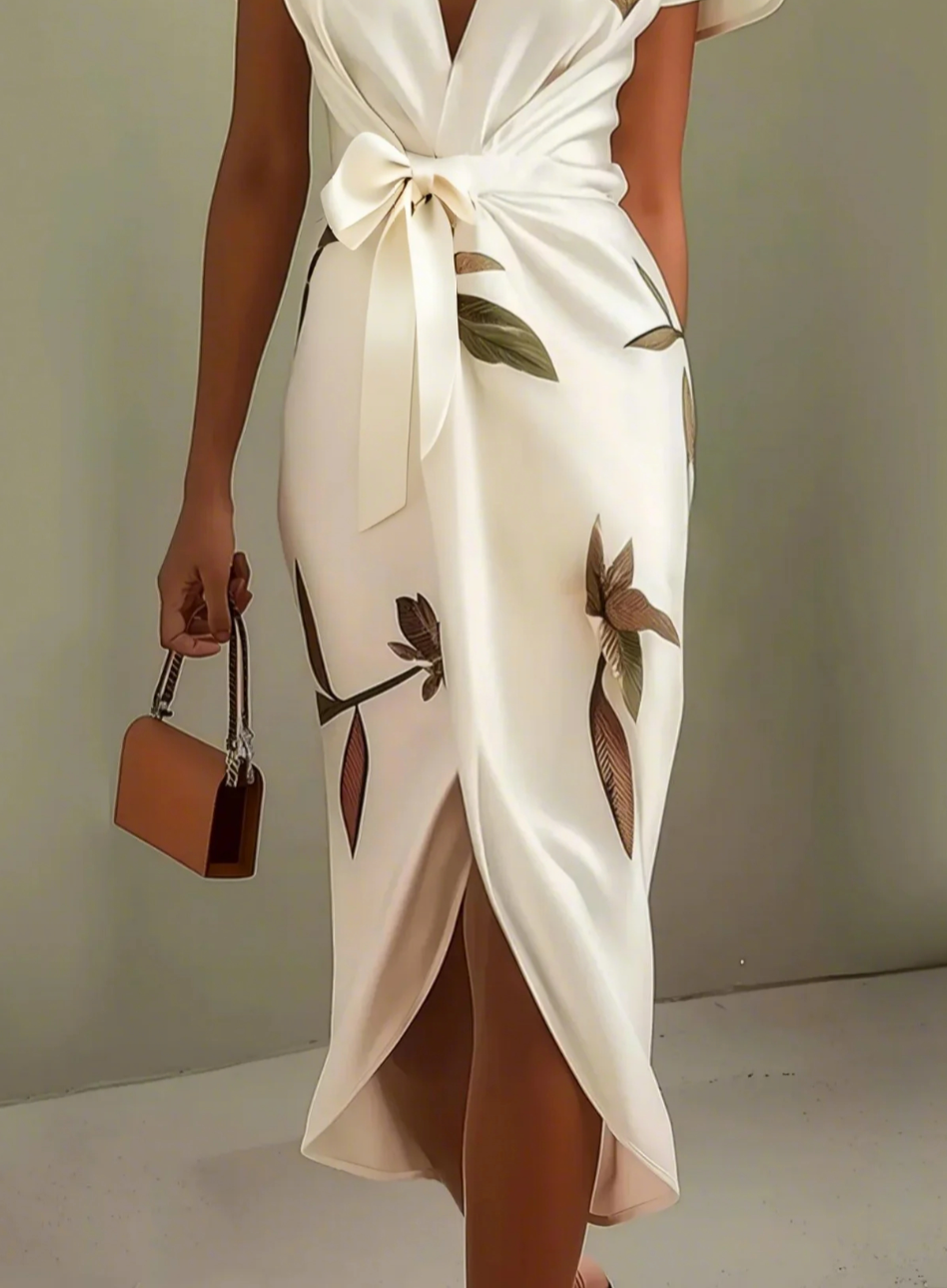 Lynor™ | Elegant White Satin Dress