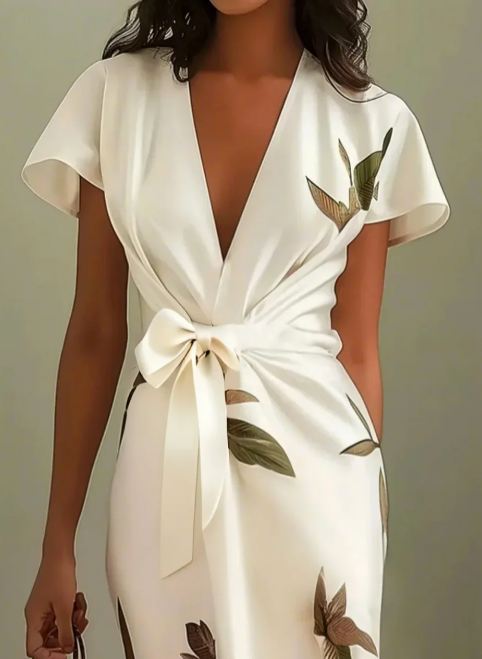 Lynor™ | Elegant White Satin Dress