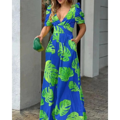 Lynor™ | Elegant V-Neck Wide-Leg Jumpsuit for Effortless Chic