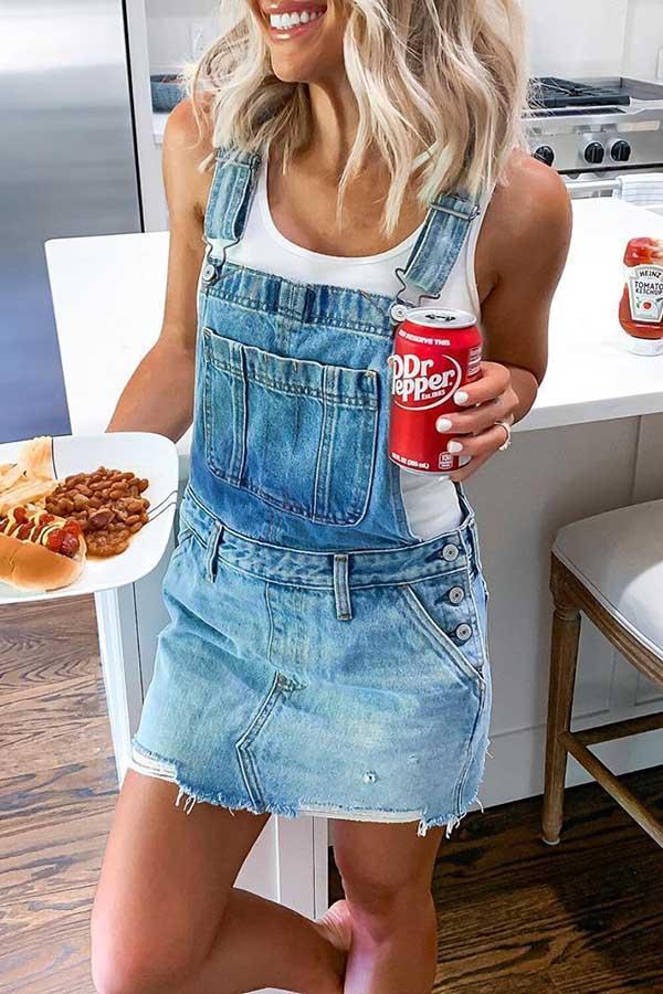 Lynor™ | Casual Denim Overalls Mini Dress