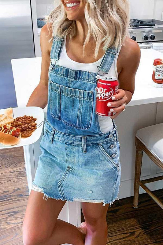 Lynor™ | Casual Denim Overalls Mini Dress