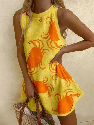 Lynor™ | Crab Print Mini Dress