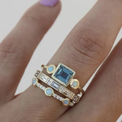 Lynor™ | Set of vintage blue zirconium rings