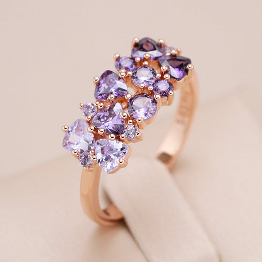 Lynor™ | Ring in 18-carat pink gold with amethysts